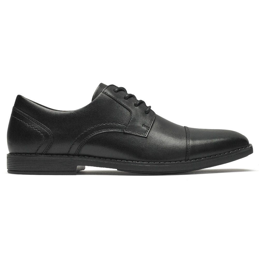 Rockport Singapore Mens Oxfords - Slayter Cap Toe Blucher Black - KA4630819